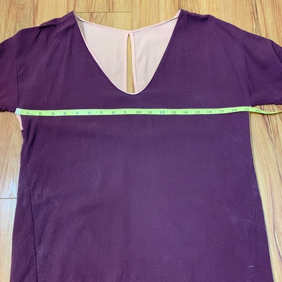 Aritzia Babaton Plum Colour Block 100% Silk Blouse - Picture 8 of 9